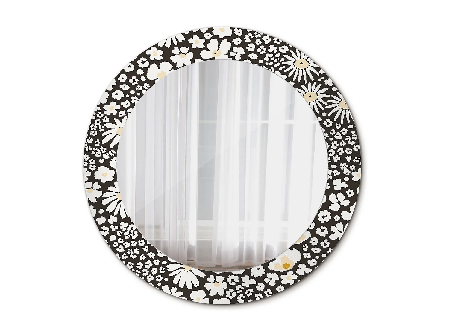 Miroir rond décoratif - Marguerites - 70 cm