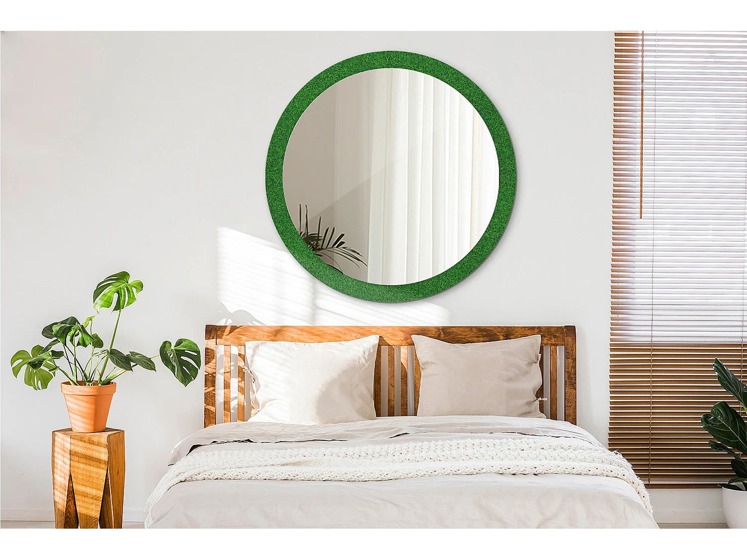 Ronde decoratieve spiegel - grasgroen - 100 cm