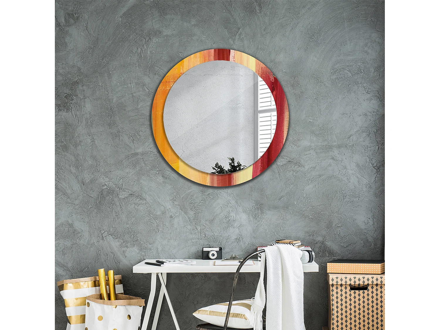 Decoratieve ronde spiegel - Abstract beeld - 80 cm
