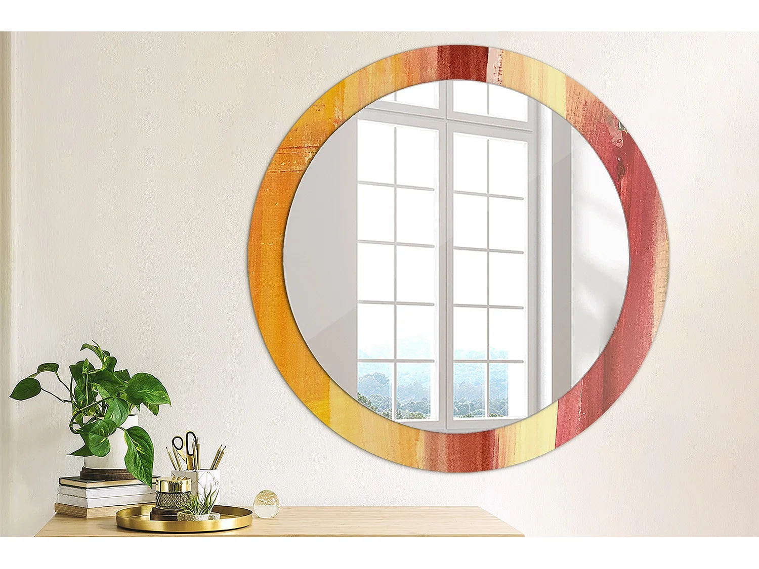 Decoratieve ronde spiegel - Abstract beeld - 80 cm