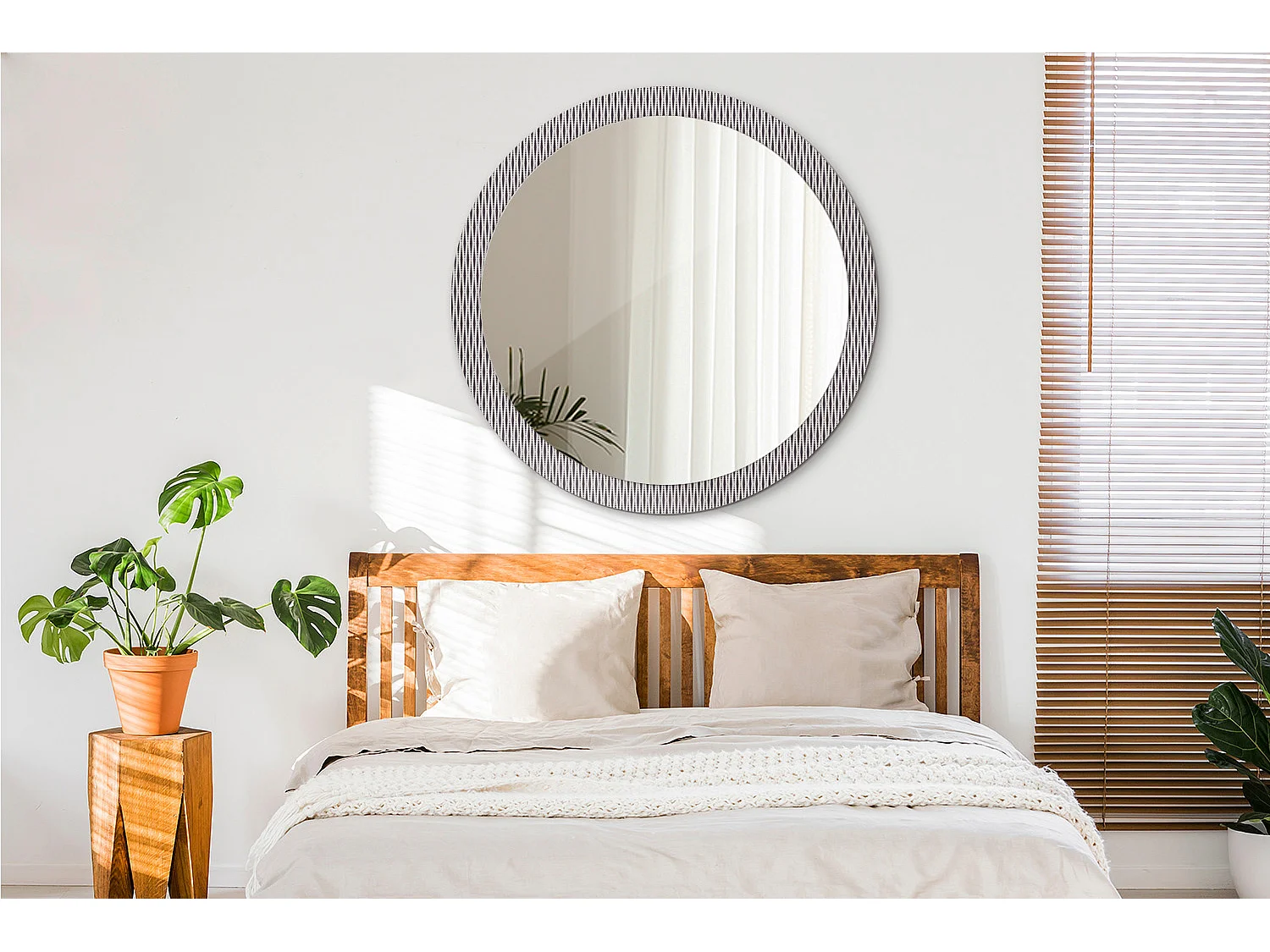 Miroir rond décoratif - Motif à pois géométriques - 100 cm