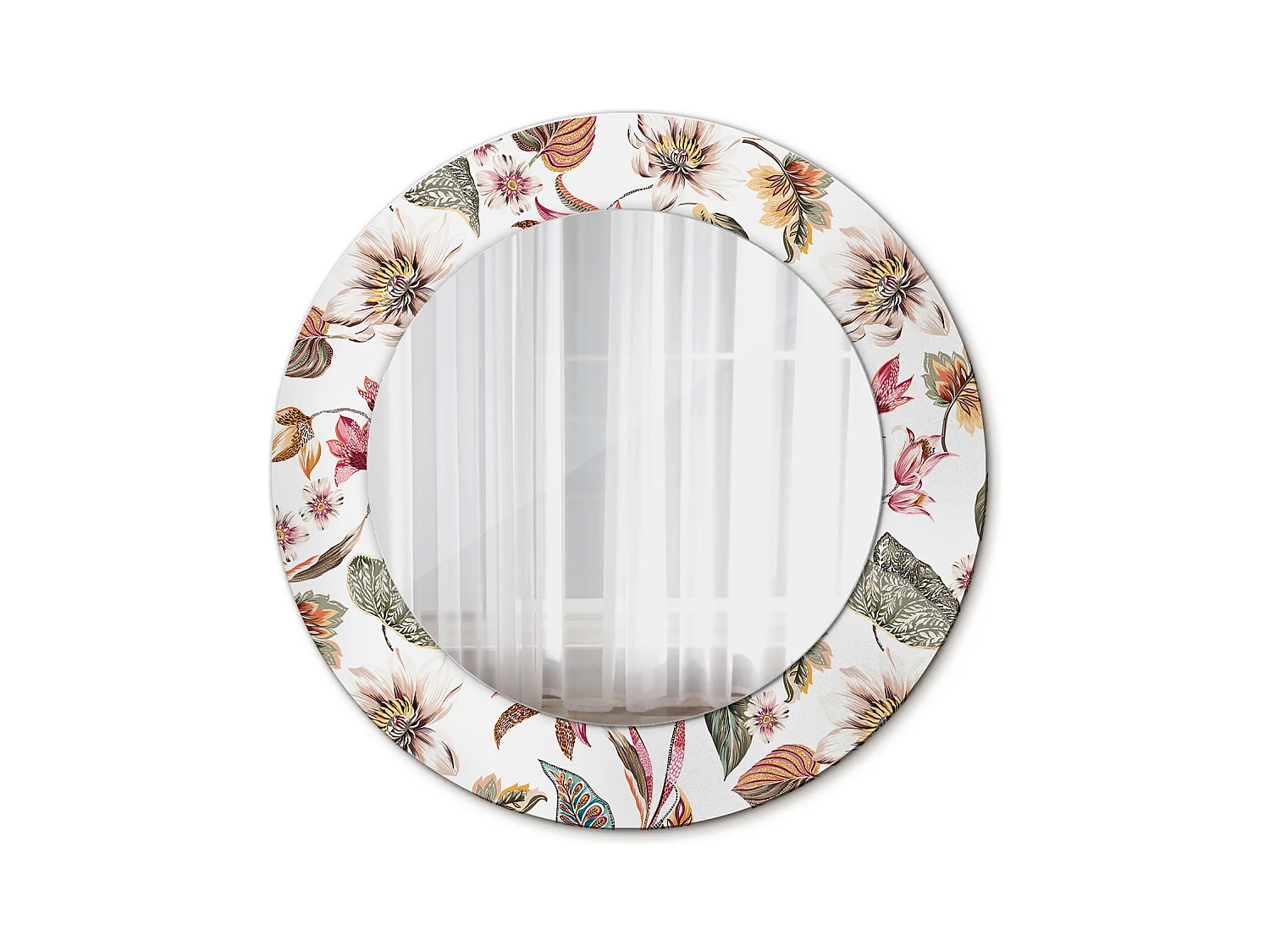Miroir rond décoratif - Fleurs vintage - 50 cm