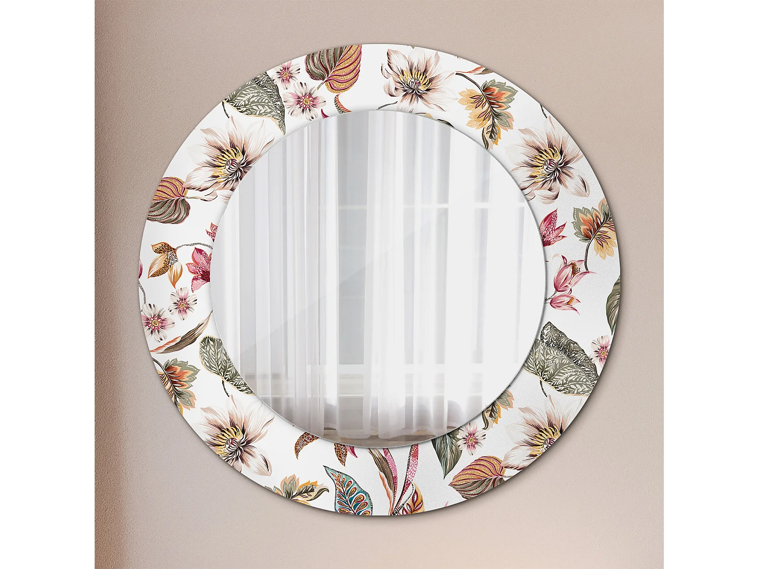 Dekorativer runder Spiegel - Vintage-Blumen - 50 cm