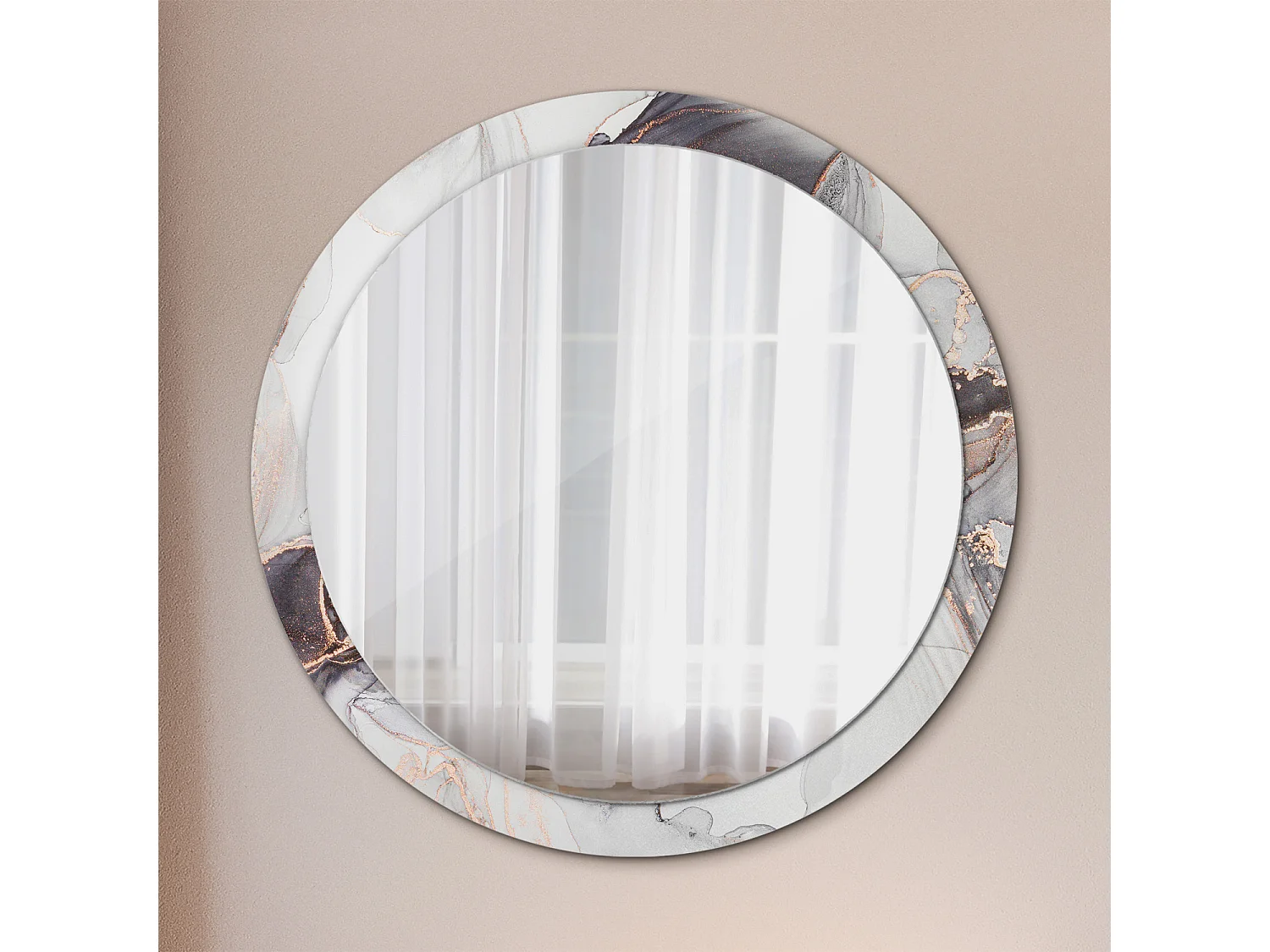 Runder dekorativer Spiegel - Abstrakter Marmor - 100 cm
