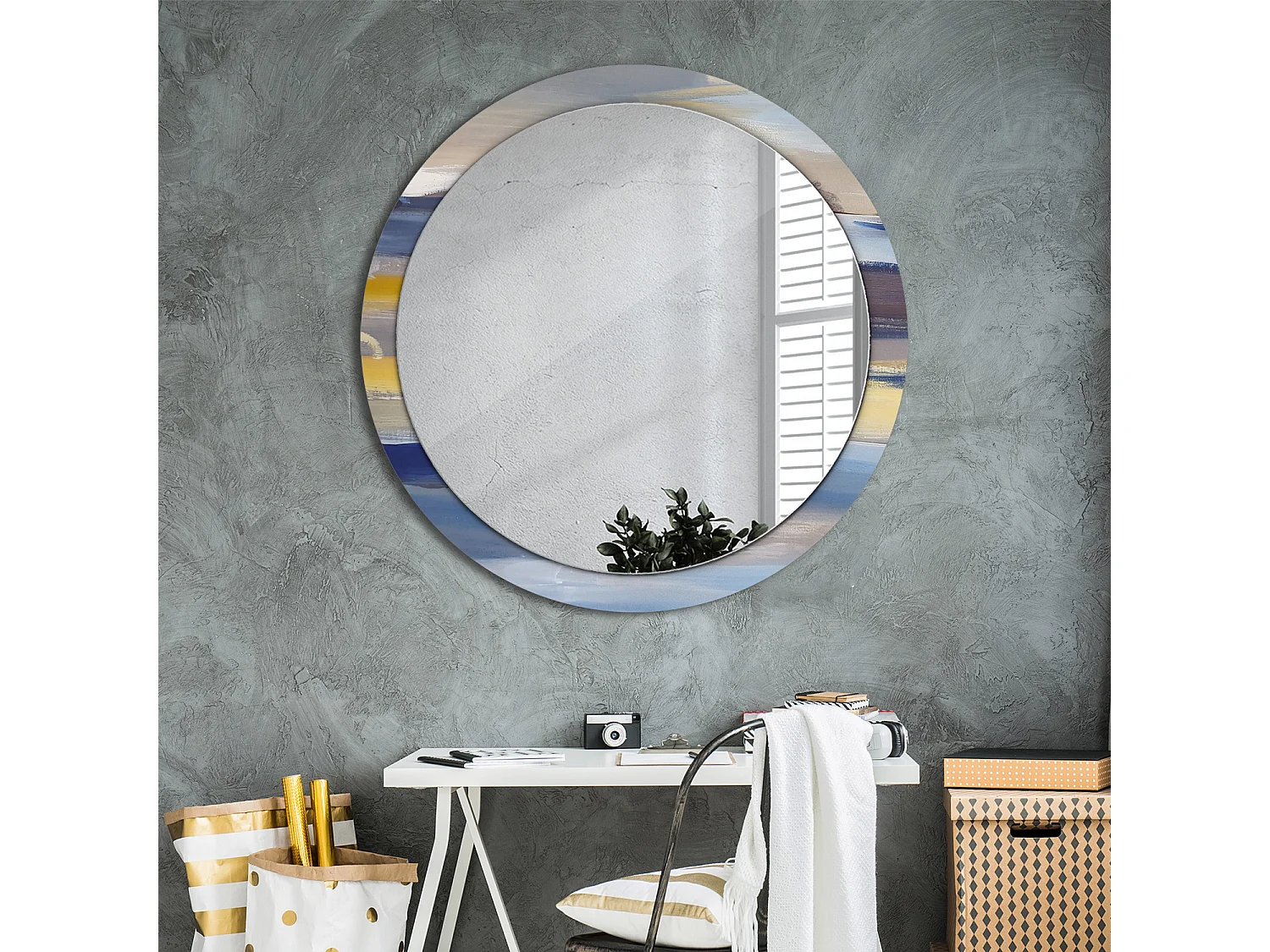 Miroir rond décoratif - Image abstraite - 100 cm