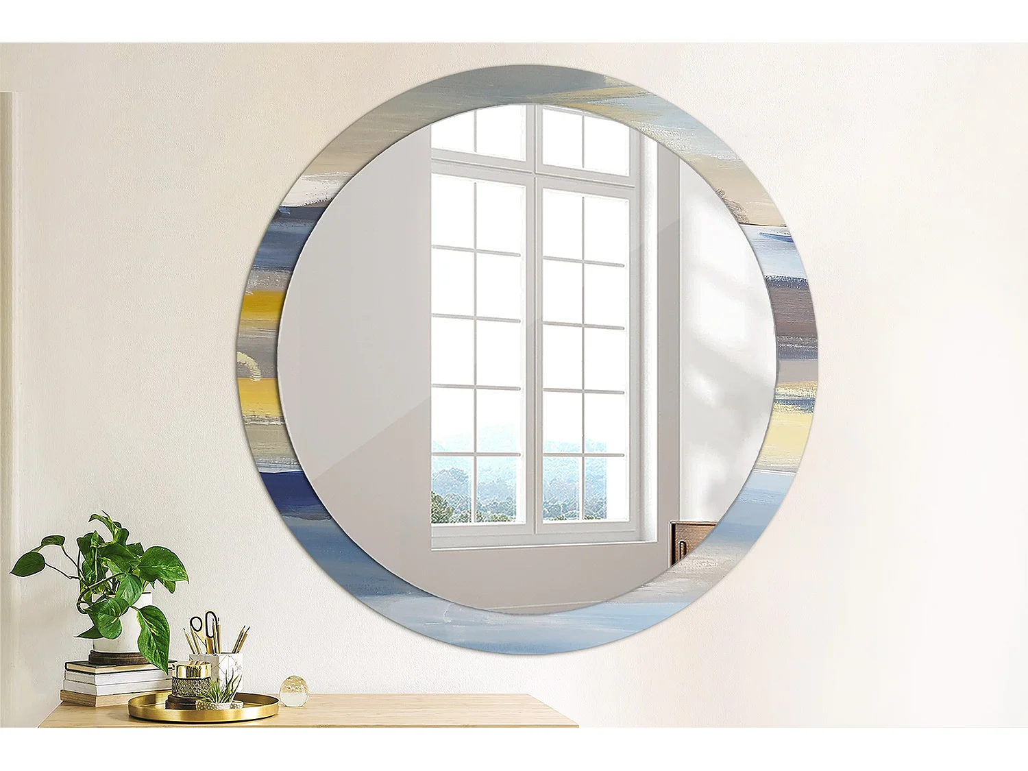 Miroir rond décoratif - Image abstraite - 100 cm
