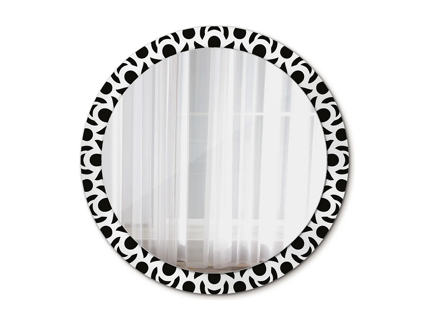 Miroir rond décoratif - Ornement noir - 90 cm