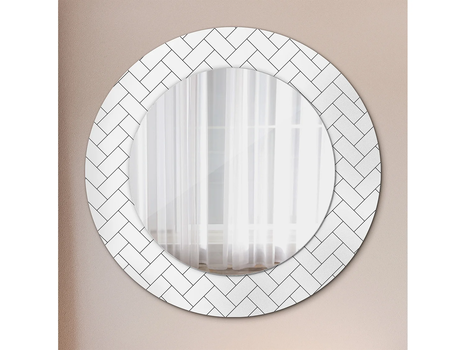 Dekorativer runder Spiegel – Chevrons – 50 cm