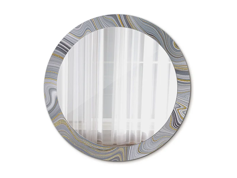 Ronde decoratieve spiegel - Grijs marmer - 80 cm