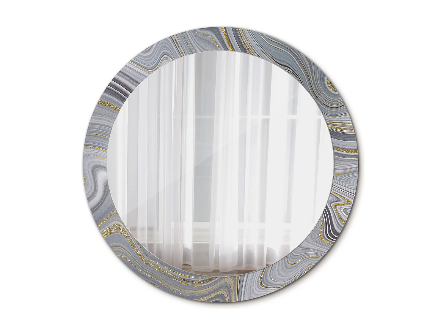 Runder dekorativer Spiegel - Grauer Marmor - 80 cm