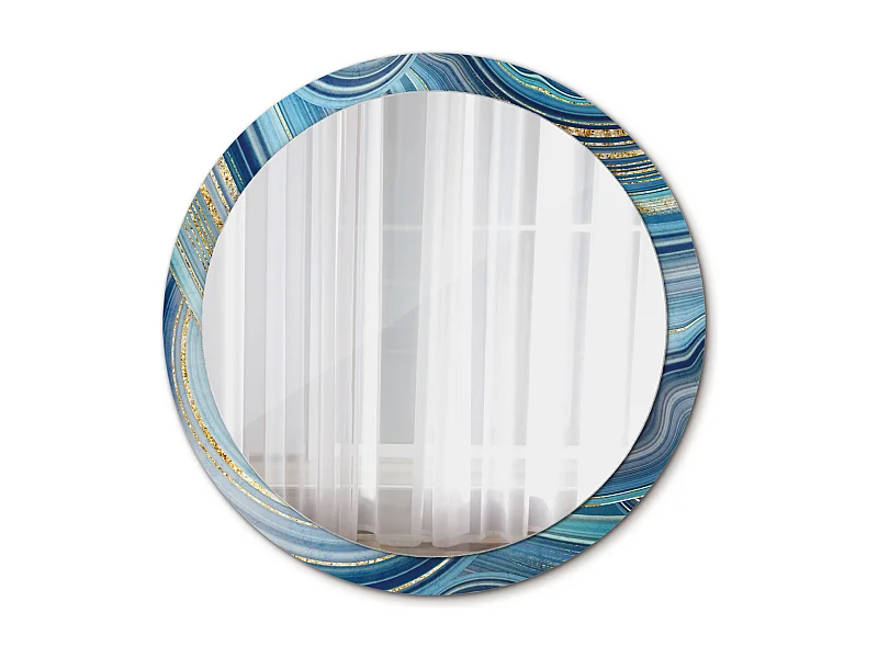 Runder dekorativer Spiegel - Blauer Marmor - 100 cm