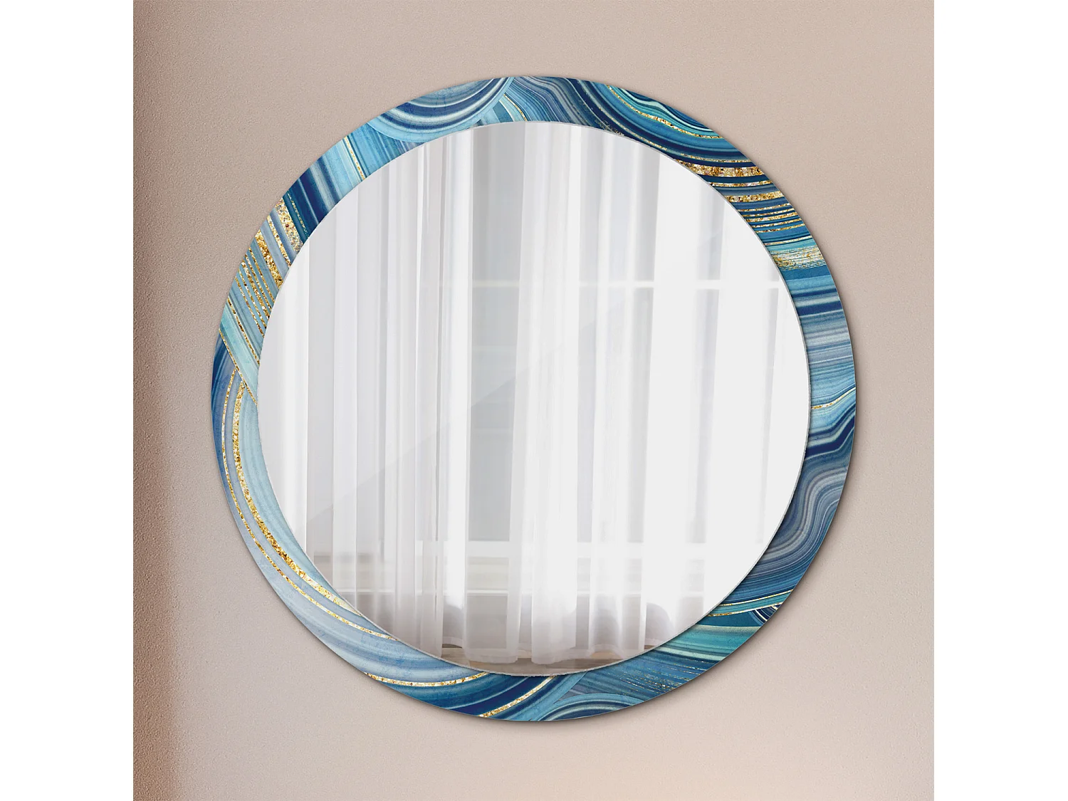 Specchio rotondo decorativo - Marmo blu - 100 cm