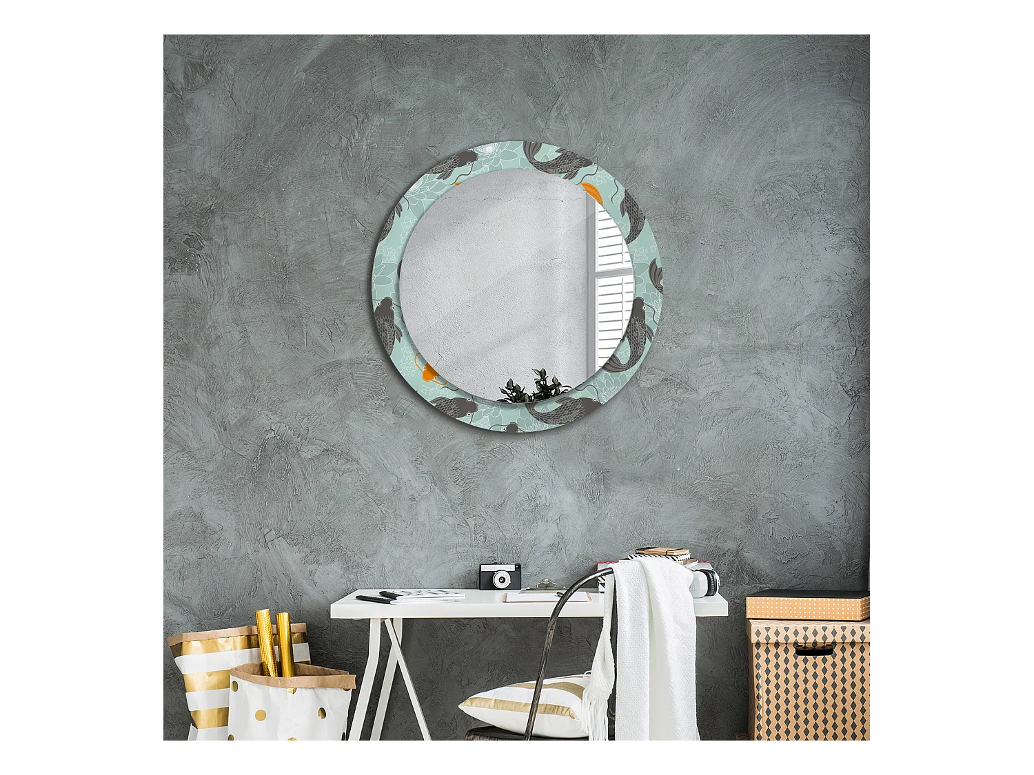 Decoratieve ronde spiegel - Koikarper - 60 cm