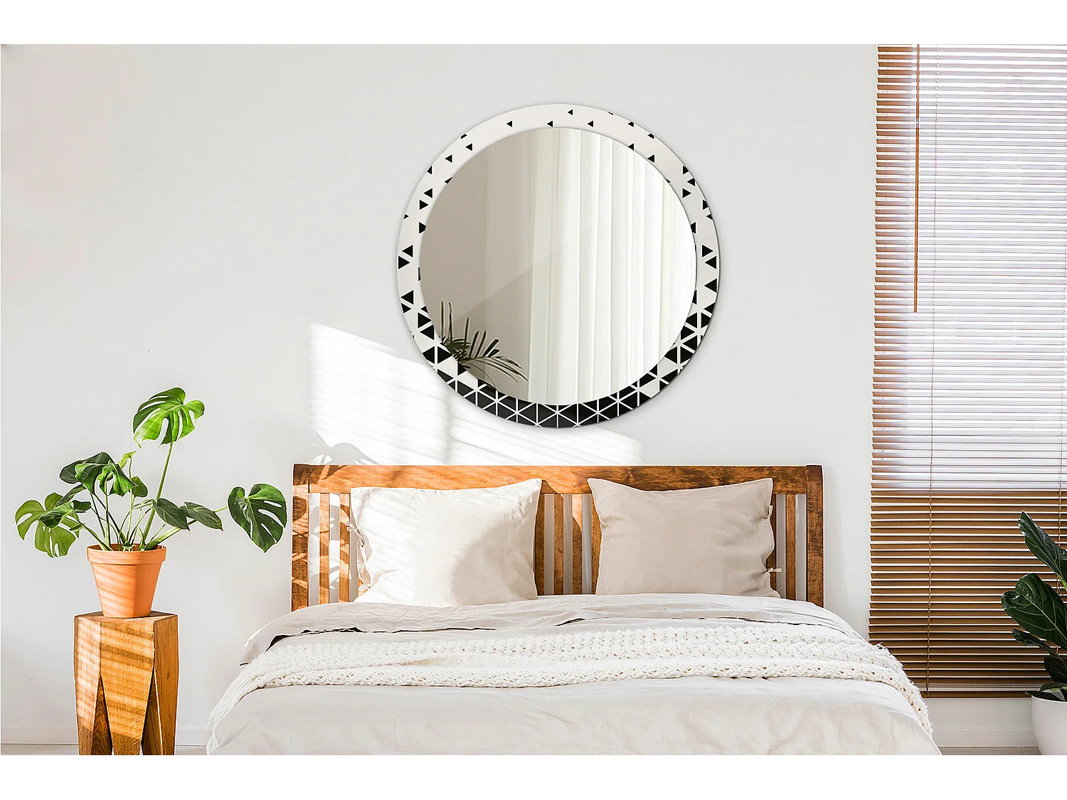 Dekorativer runder Spiegel - Geometrische Abstraktion - 90 cm