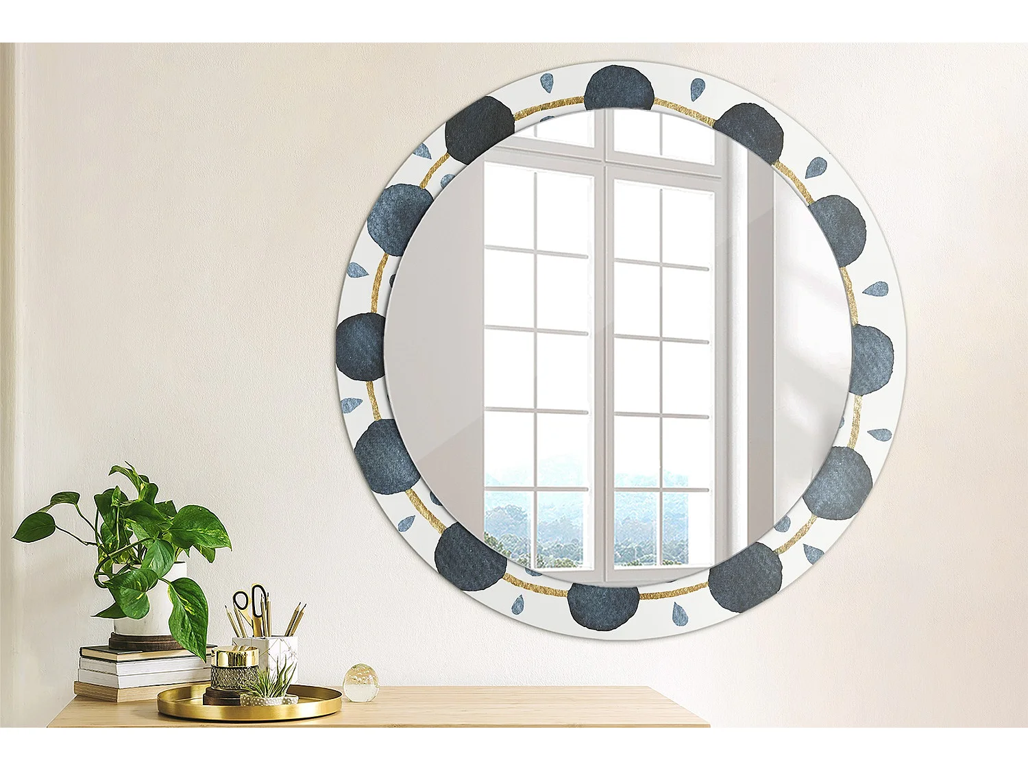 Decoratieve ronde spiegel - Mandala Lua - 80 cm