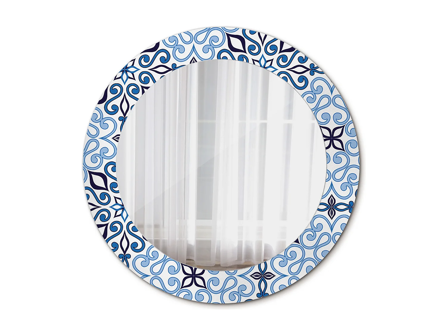 Ronde decoratieve spiegel - blauw Arabisch motief - 60 cm