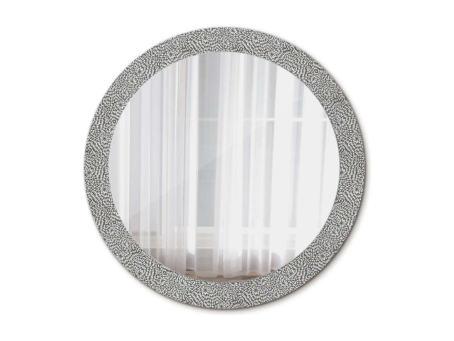 Miroir rond décoratif - Motif floral - 80 cm