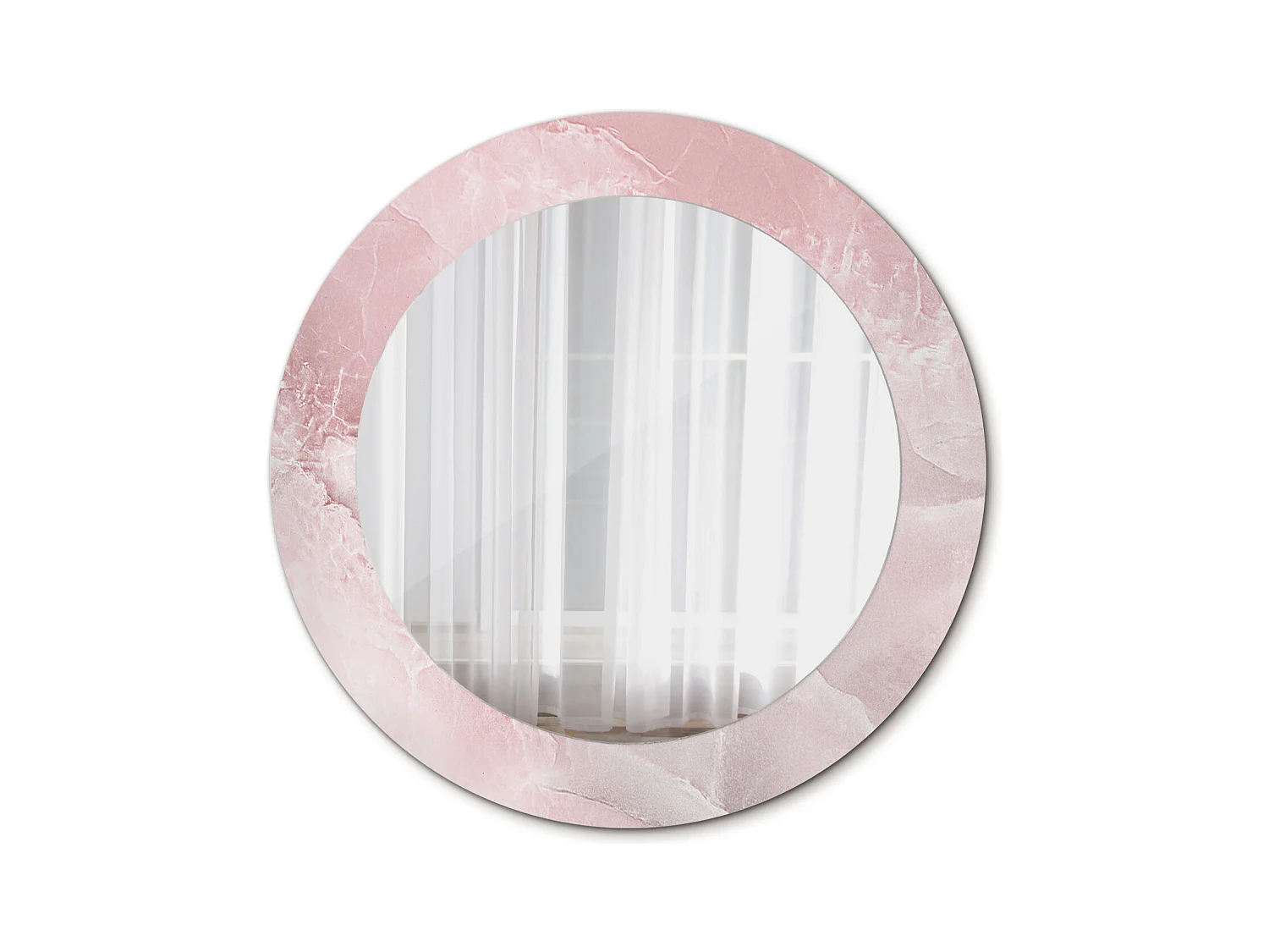 Ronde decoratieve spiegel - Roze steen - 60 cm