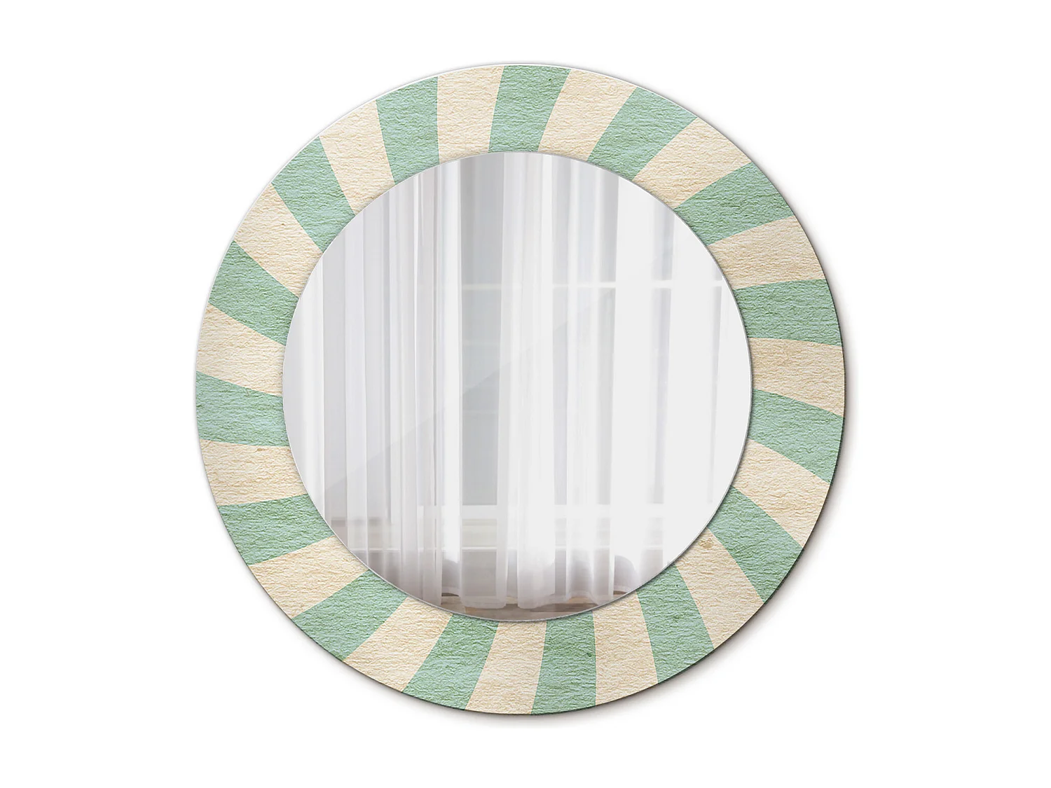 Miroir rond décoratif - Motif rétro pastel - 50 cm