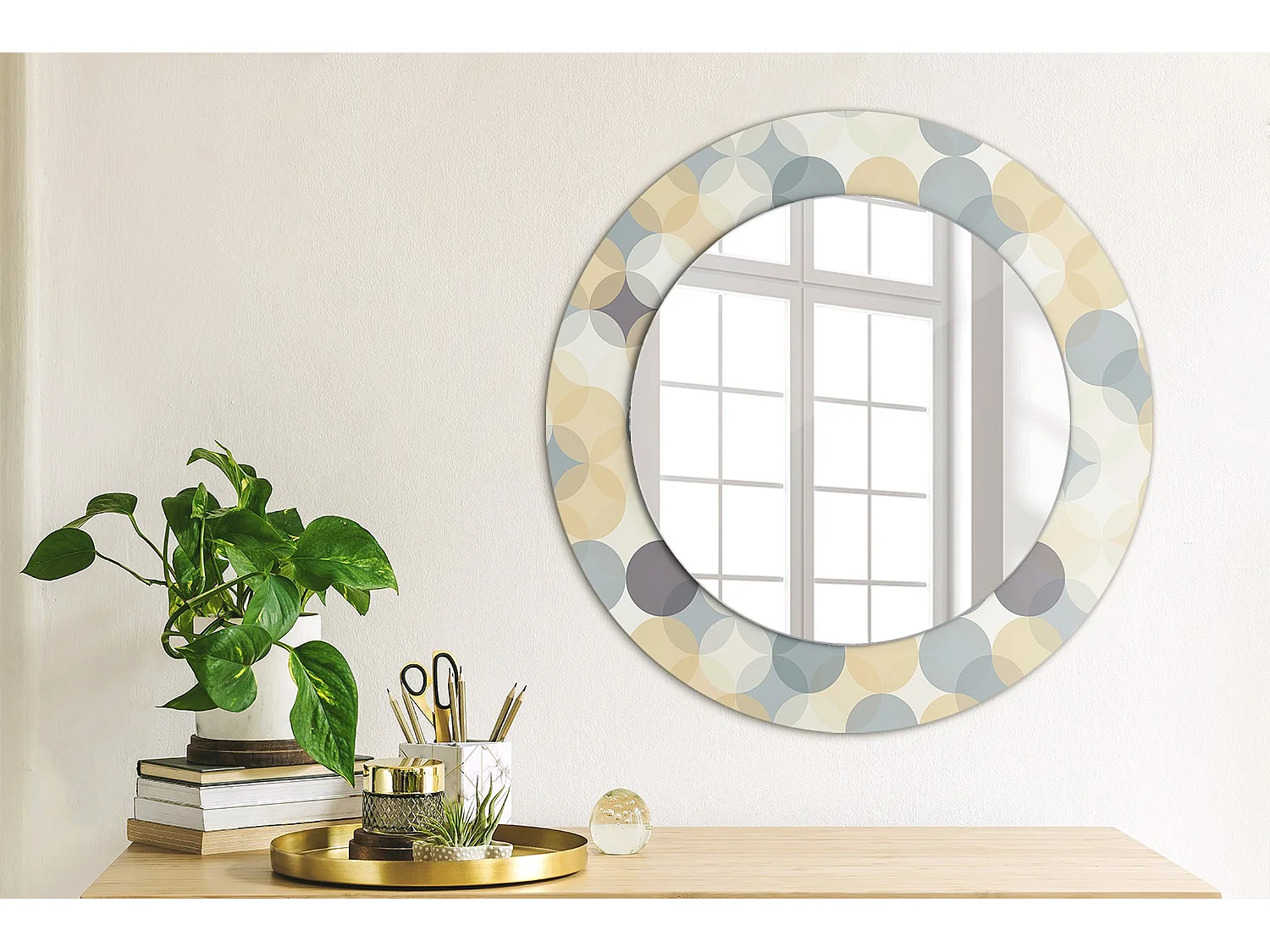 Decoratieve ronde spiegel - Geometrische cirkels - 50 cm