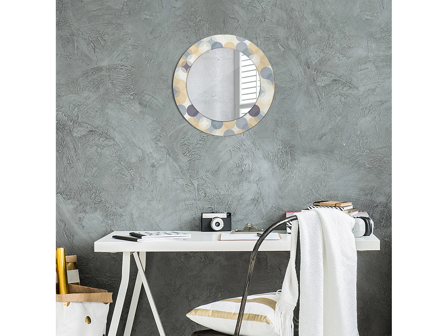 Decoratieve ronde spiegel - Geometrische cirkels - 50 cm