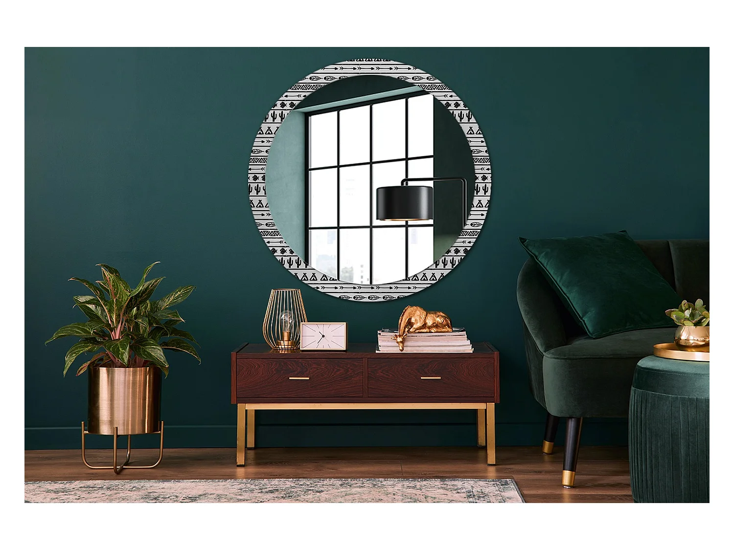 Specchio rotondo decorativo - Boho minimalista - 100 cm