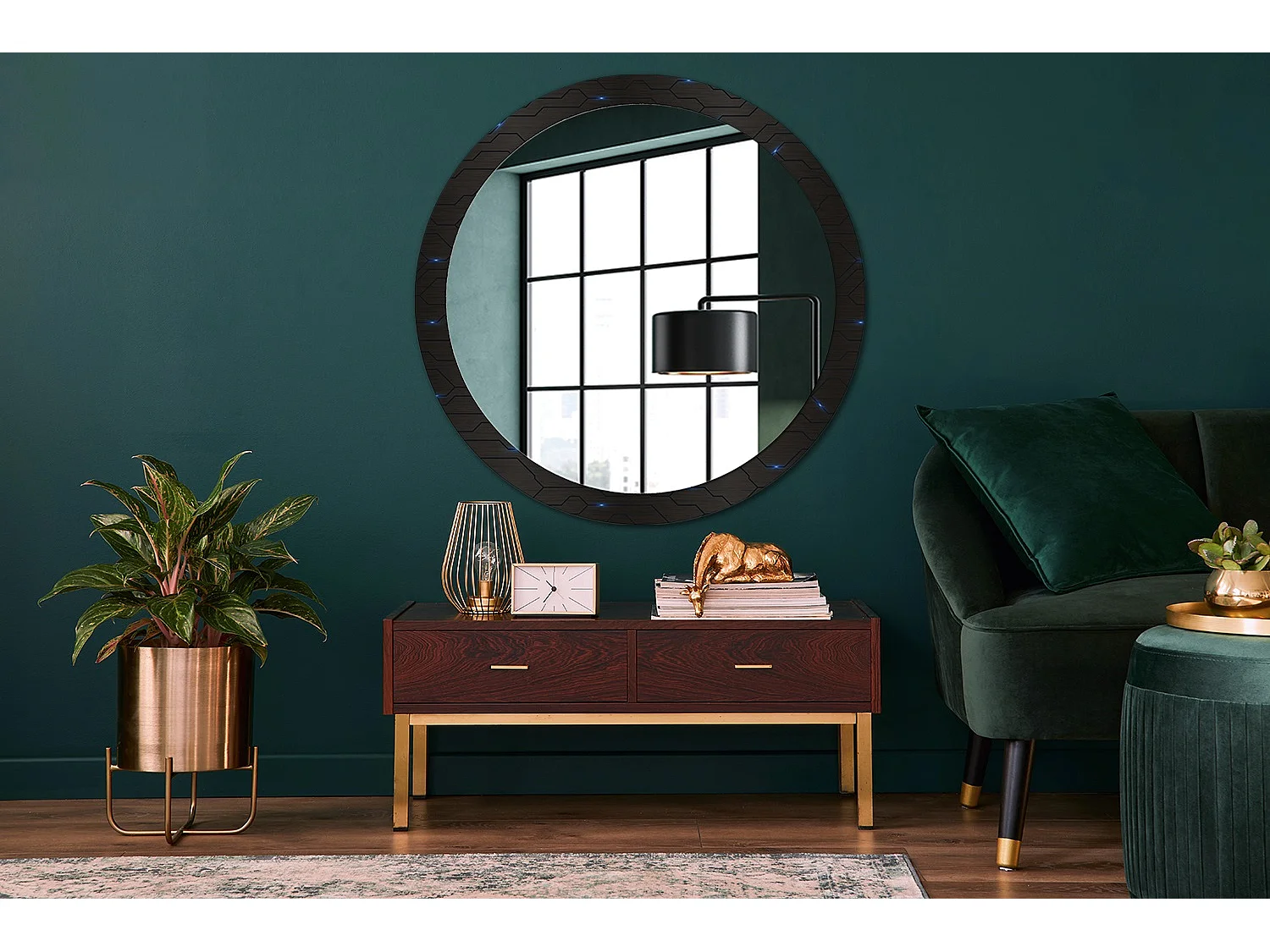 Decoratieve ronde spiegel - Futuristische abstractie - 100 cm