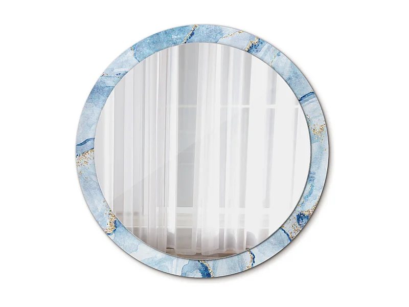 Runder dekorativer Spiegel - Blauer Marmor - 100 cm