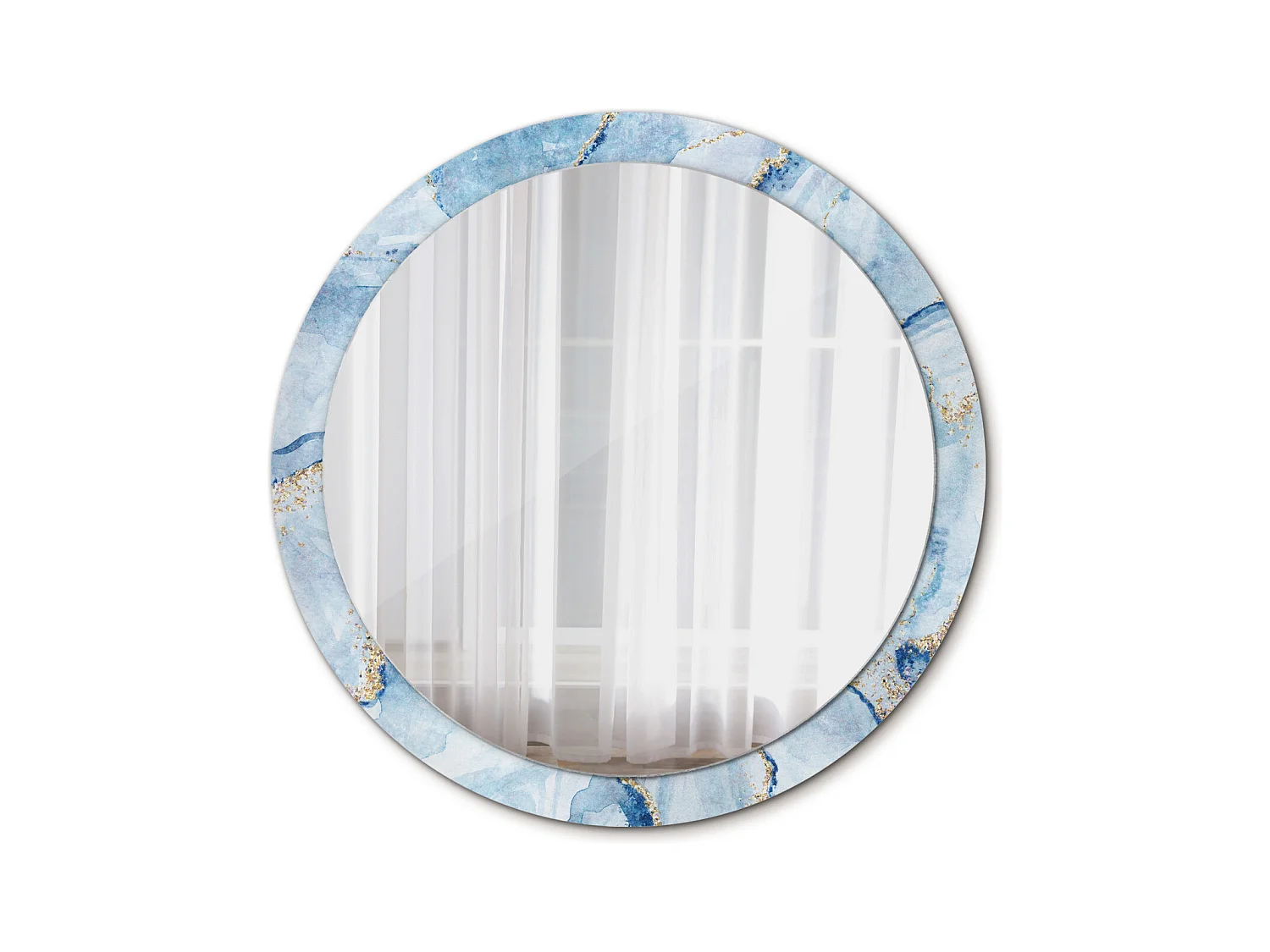 Miroir rond décoratif - Marbre bleu - 100 cm