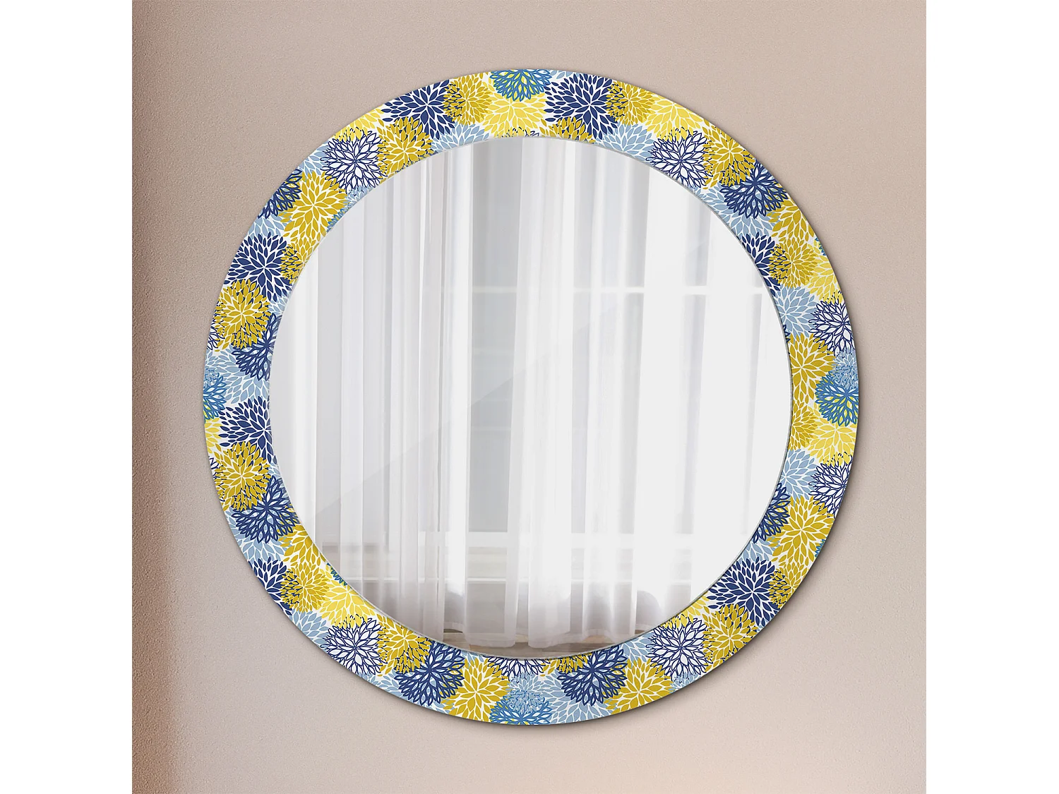 Miroir rond décoratif - Marbre clair - 70 cm