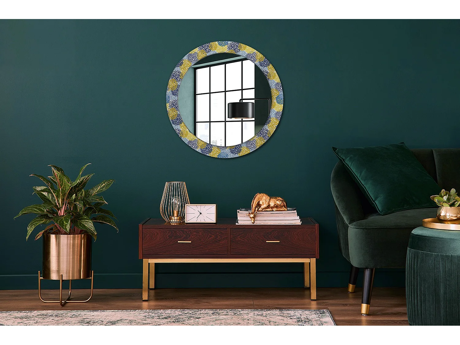 Miroir rond décoratif - Marbre clair - 70 cm