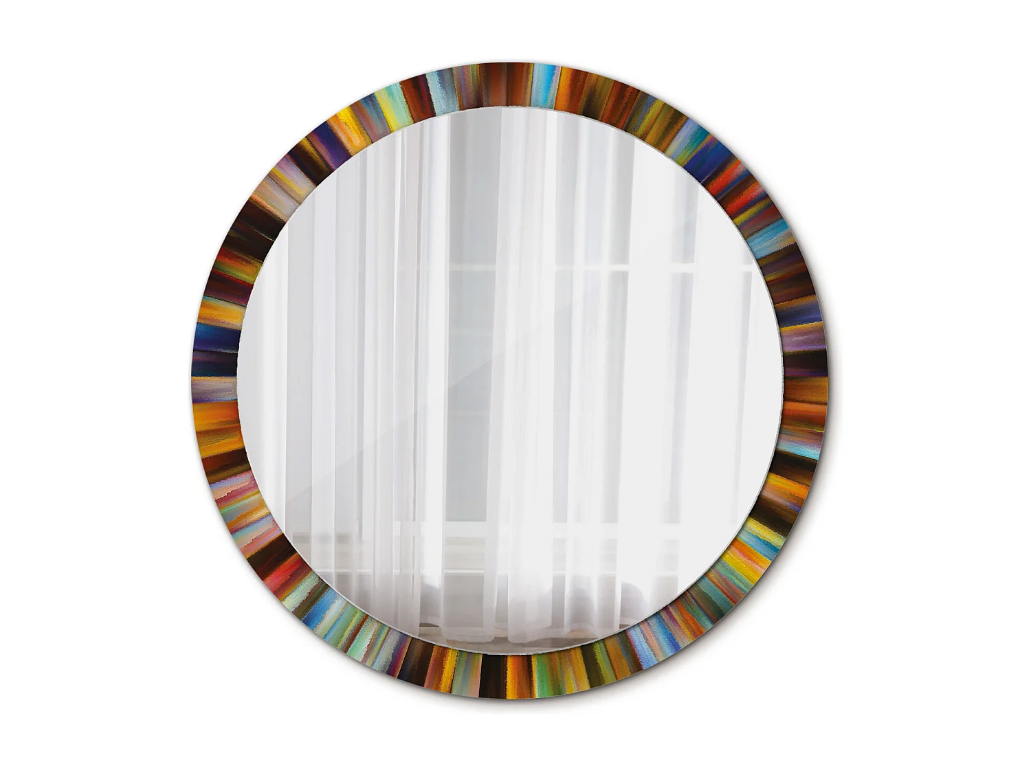 Decoratieve ronde spiegel - Gekleurde stralen - 100 cm