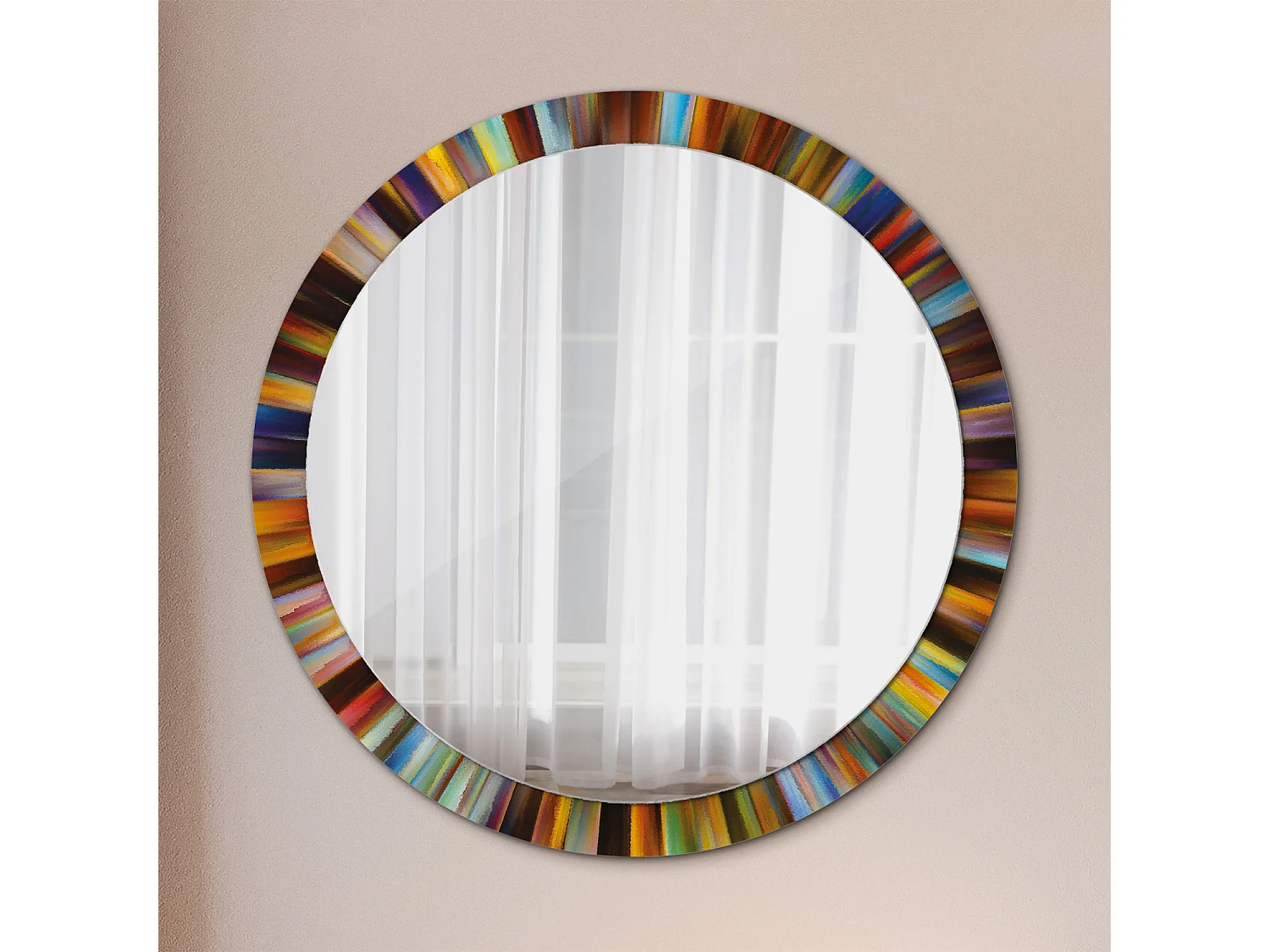 Decoratieve ronde spiegel - Gekleurde stralen - 100 cm