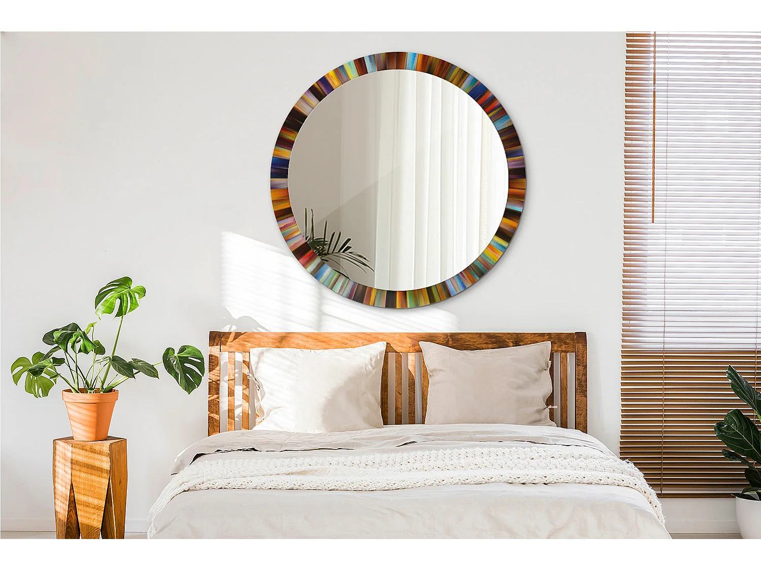 Decoratieve ronde spiegel - Gekleurde stralen - 100 cm