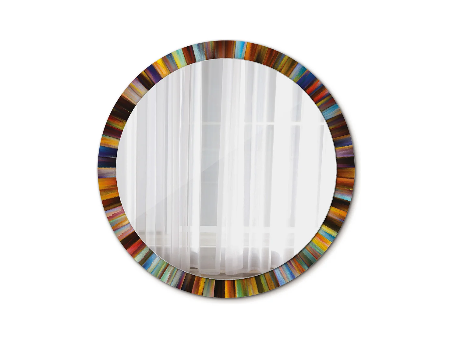 Miroir rond décoratif - Rayons colorés - 100 cm