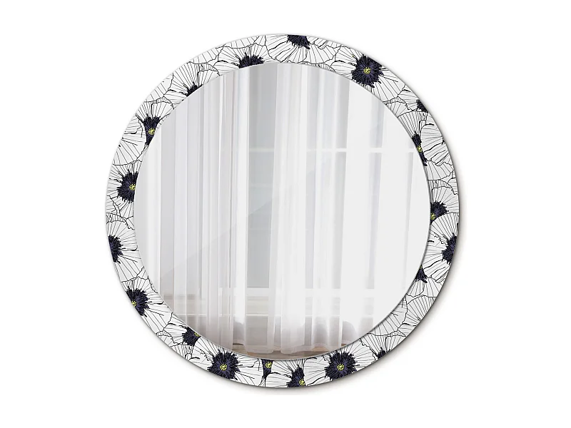Dekorativer runder Spiegel - Blumenkomposition - 90 cm