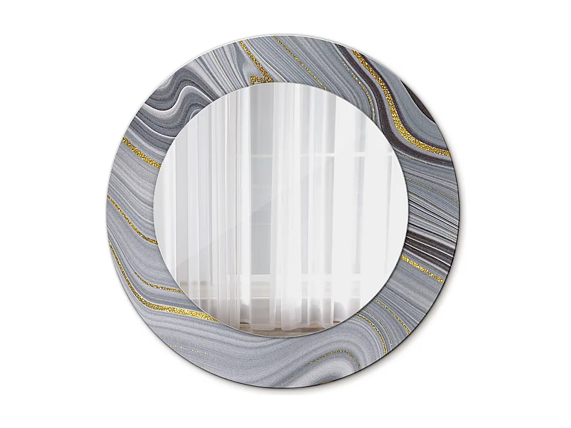 Runder dekorativer Spiegel - Grauer Marmor - 50 cm