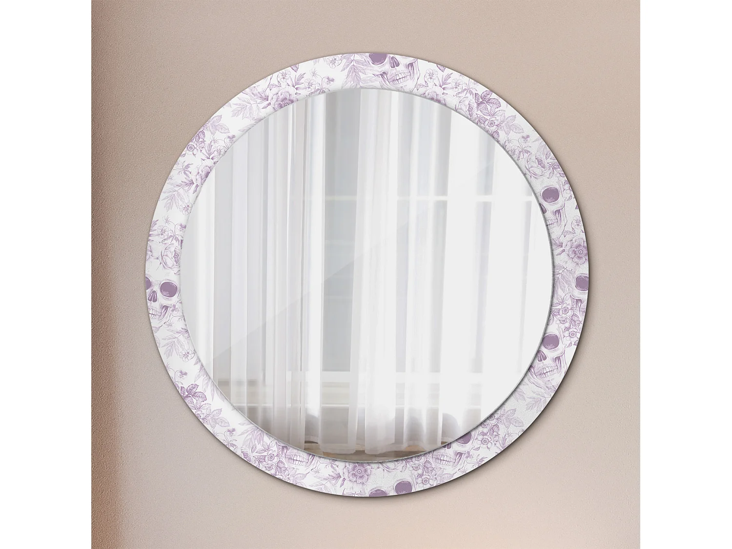 Runder dekorativer Spiegel - Totenköpfe - 90 cm