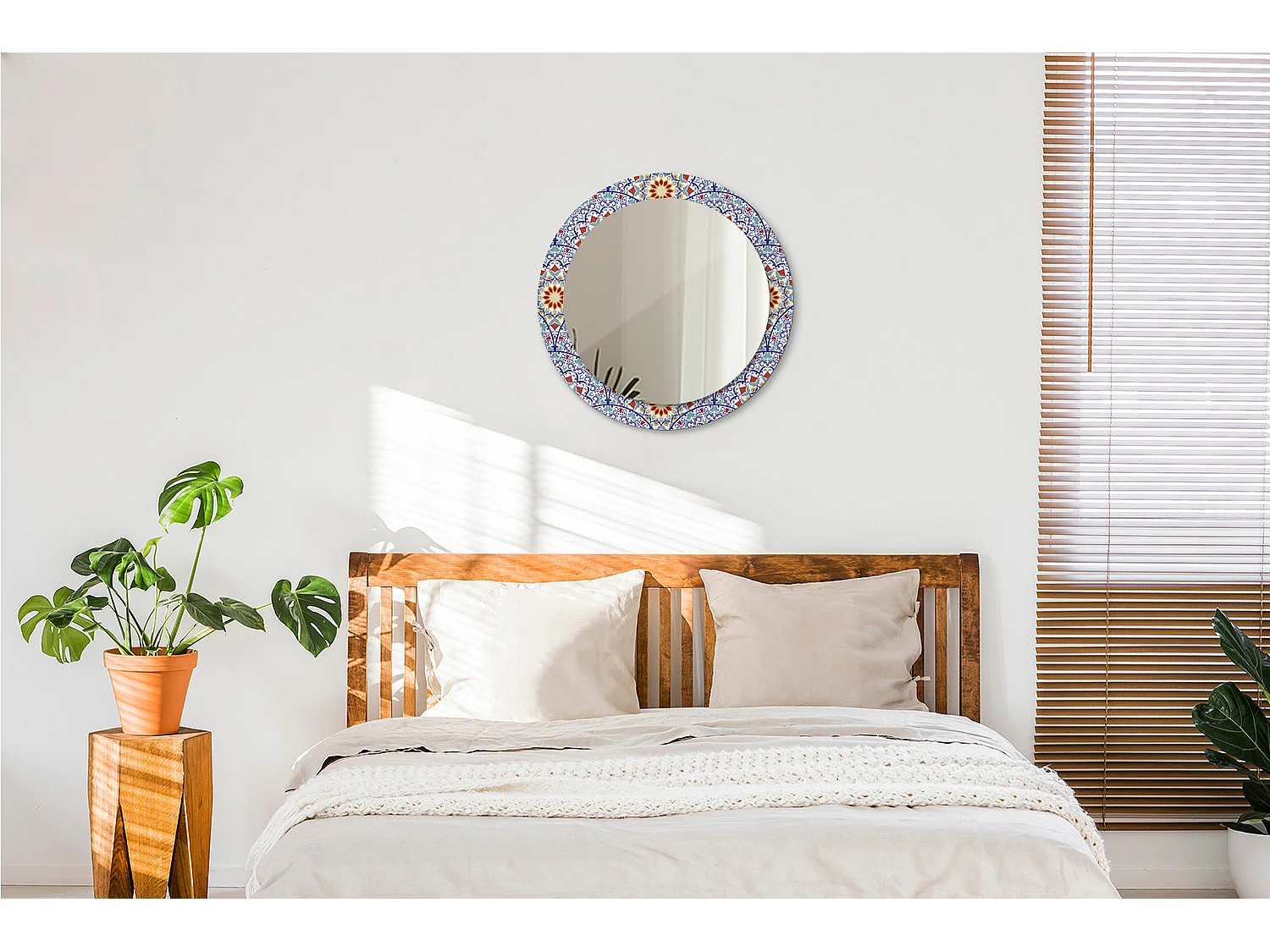 Miroir rond décoratif - Composition orientale - 70 cm