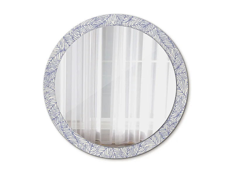 Miroir rond décoratif - Contour palmier tropical - 90 cm