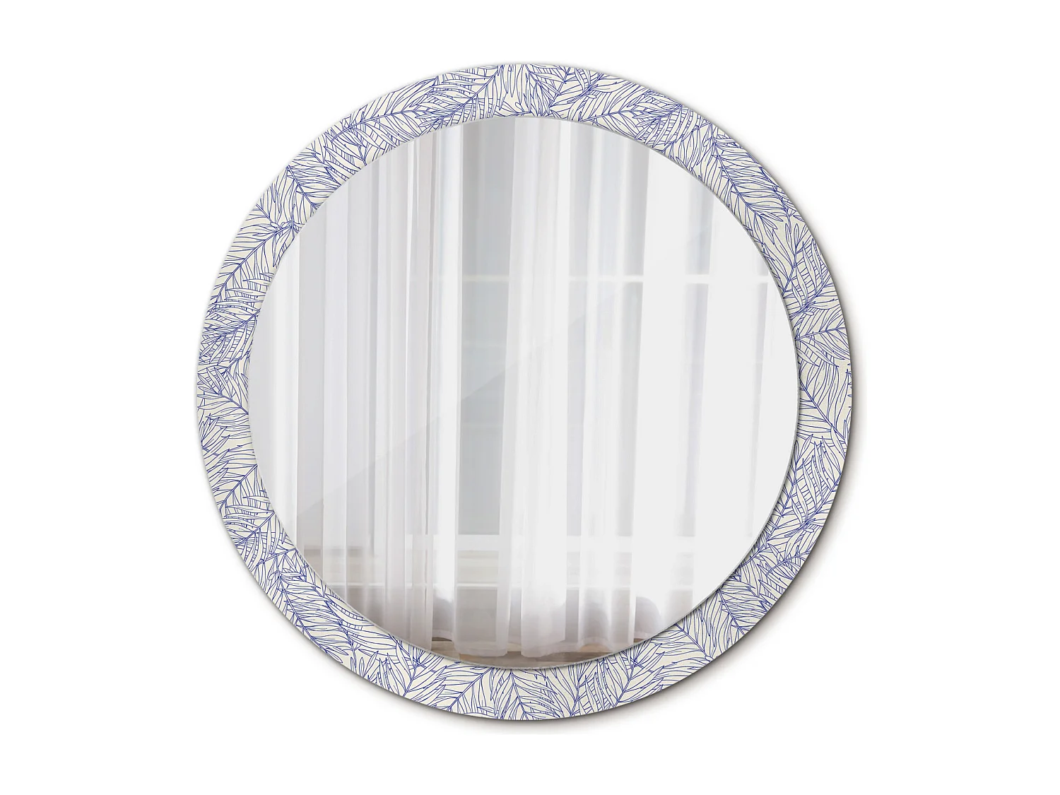 Miroir rond décoratif - Contour palmier tropical - 90 cm