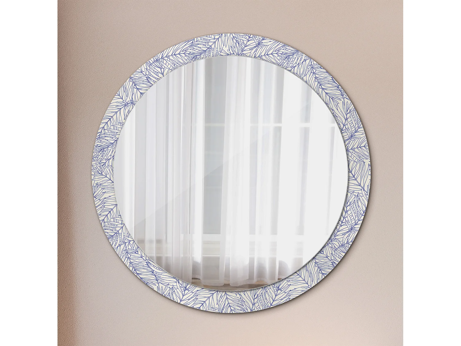 Miroir rond décoratif - Contour palmier tropical - 90 cm
