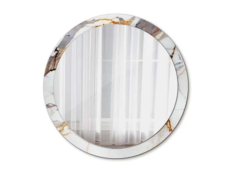 Miroir rond décoratif - Marbre blanc - 100 cm