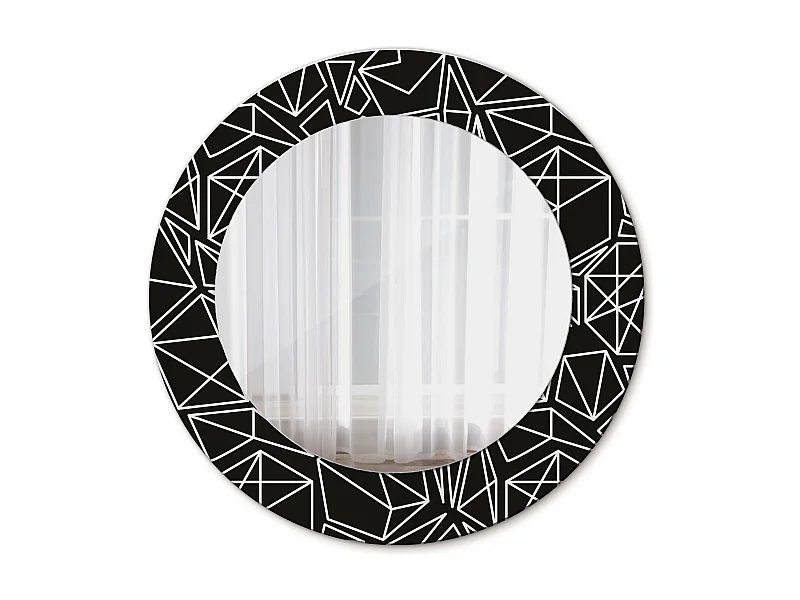 Miroir rond décoratif - Motif géométrique - 50 cm