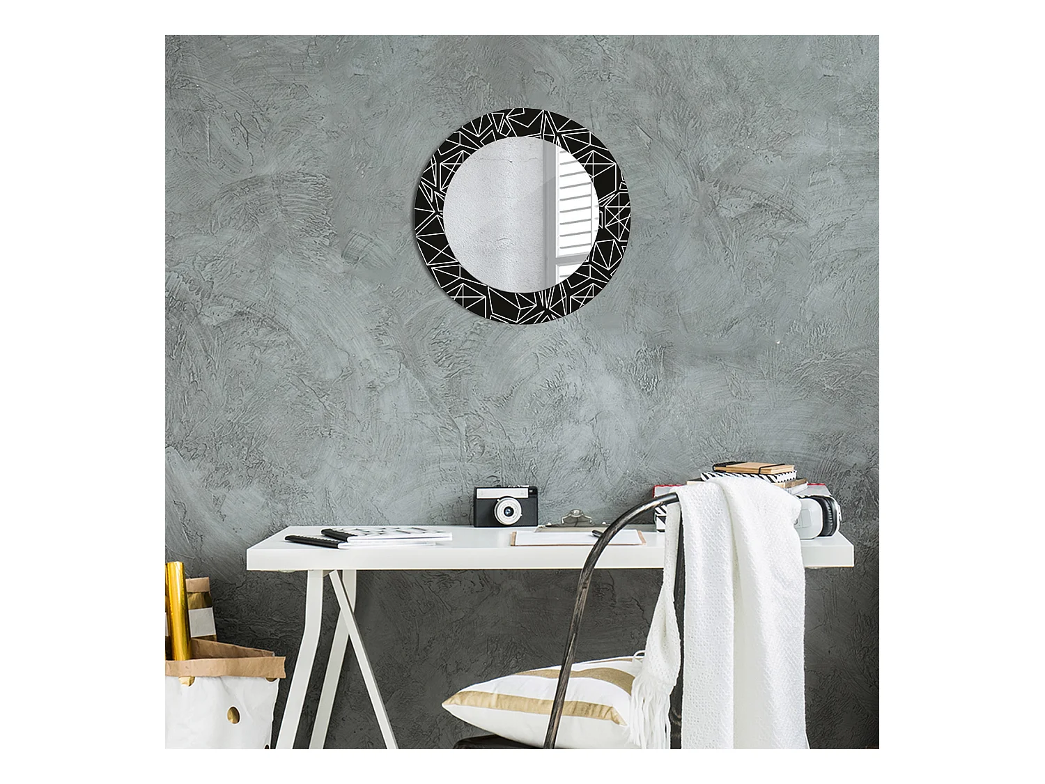 Ronde decoratieve spiegel - Geometrisch patroon - 50 cm