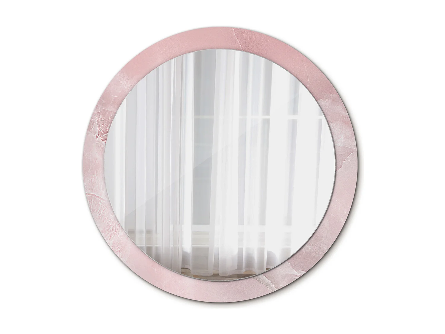 Runder dekorativer Spiegel - Rosa Stein - 90 cm