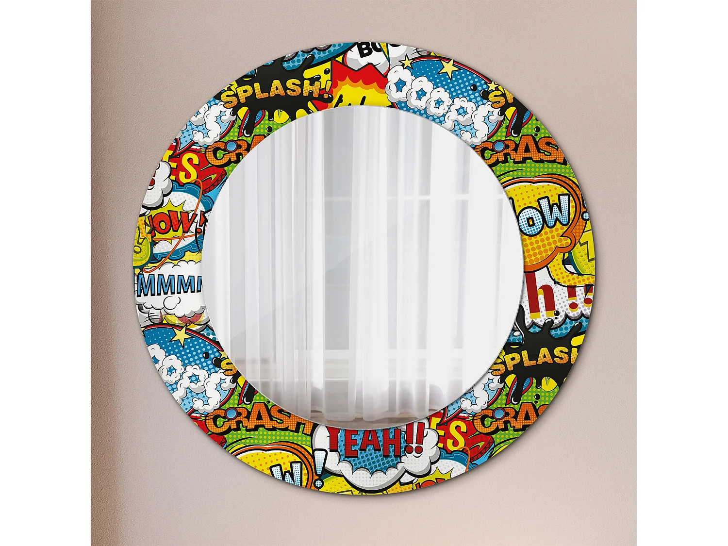 Ronde Decoratieve Spiegel - Cartoon Patroon - 50cm