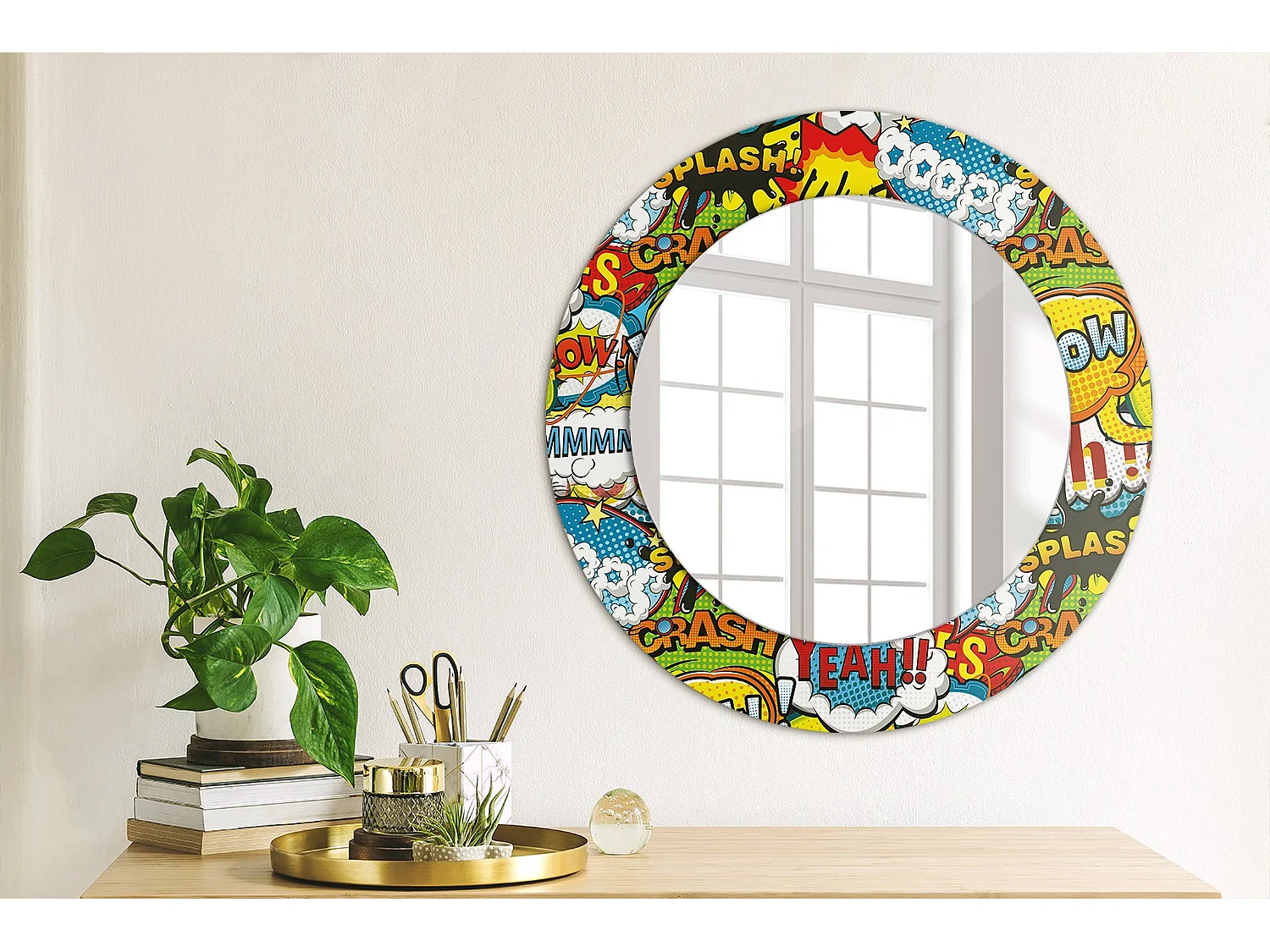 Ronde Decoratieve Spiegel - Cartoon Patroon - 50cm