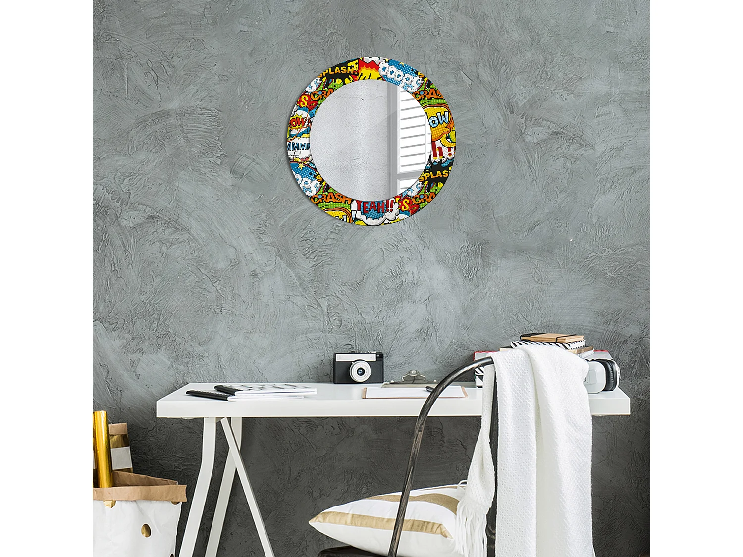 Ronde Decoratieve Spiegel - Cartoon Patroon - 50cm