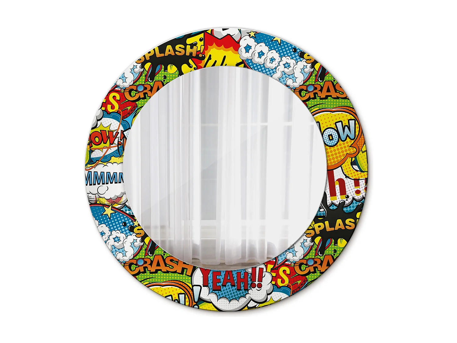 Dekorativer runder Spiegel – Cartoon-Muster – 50 cm